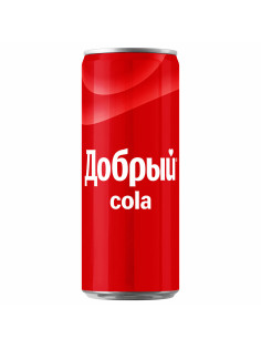 Напиток газированный ДОБРЫЙ КОЛА, 0,33 л, железная банка, 2412101