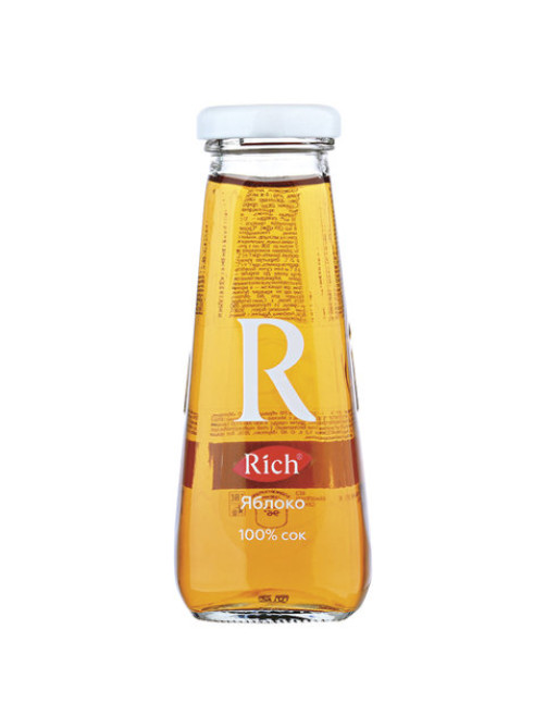 Сок RICH (Рич) 0,2 л, яблоко, подходит для детского питания, стеклянная бутылка, 1658301