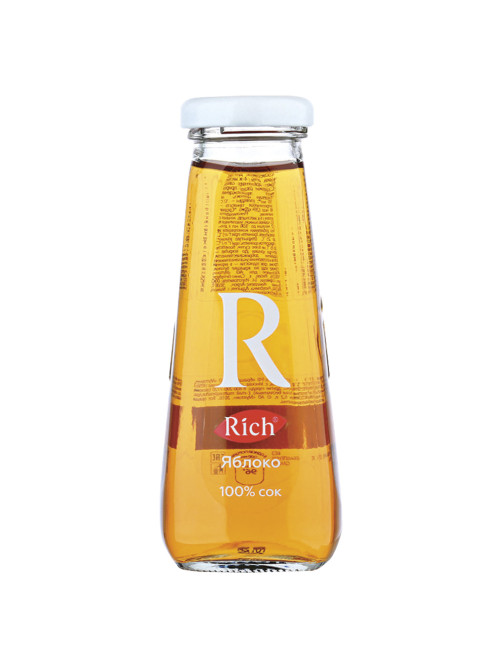 Сок RICH (Рич) 0,2 л, яблоко, подходит для детского питания, стеклянная бутылка, 1658301
