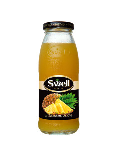 Сок ананасовый SWELL с мякотью в стеклянной бутылке 0,25 л, для детского питания, 4040207350