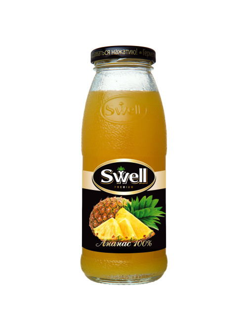 Сок ананасовый SWELL с мякотью в стеклянной бутылке 0,25 л, для детского питания, 4040207350