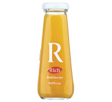 Сок RICH (Рич) 0,2 л, апельсин, подходит для детского питания, стеклянная бутылка, 1658101