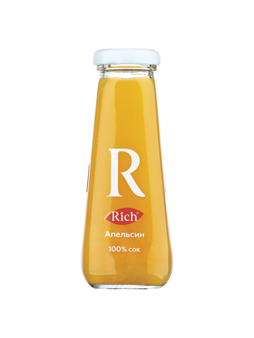 Сок RICH (Рич) 0,2 л, апельсин, подходит для детского питания, стеклянная бутылка, 1658101