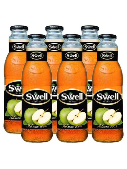 Сок яблочный SWELL осветленный в стеклянной бутылке 0,75 л, для детского питания, 4040180070