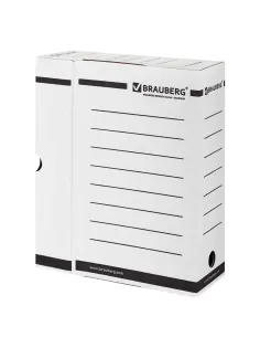 Короб архивный с клапаном А4 (260х325 мм), 100 мм, до 900 листов, плотный, микрогофрокартон, БЕЛЫЙ, BRAUBERG, 124848