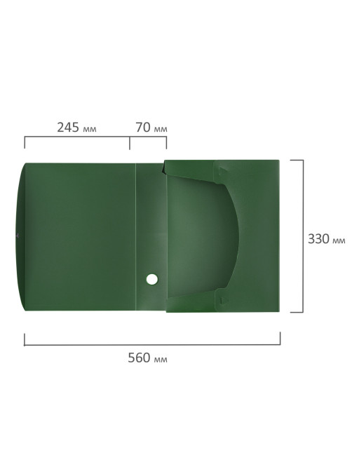 Короб архивный (330х245 мм), 70 мм, пластик, разборный, до 750 листов, зеленый, 0,7 мм, STAFF, 237277