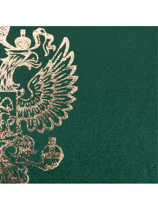 Папка адресная бумвинил с гербом России, формат А4, зеленая, индивидуальная упаковка, STAFF 