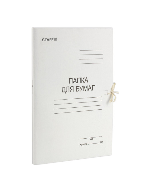 Папка для бумаг с завязками картонная STAFF, гарантированная плотность 310 г/м2, до 200 листов, 121120