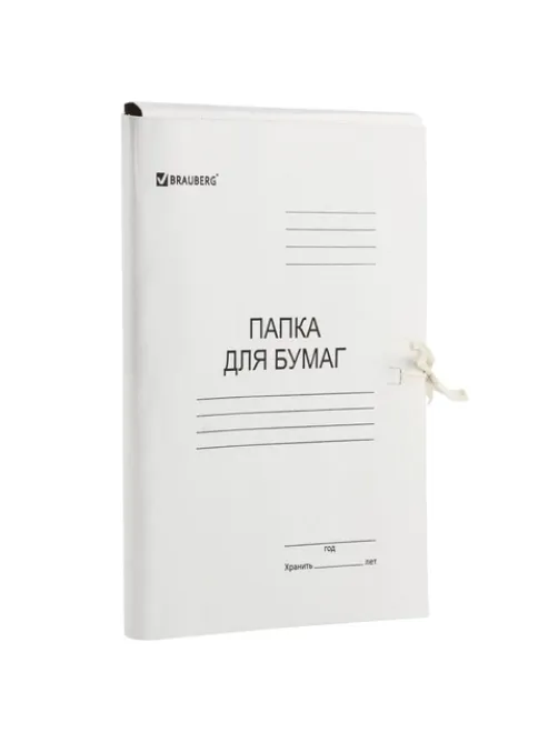 Папка для бумаг с завязками картонная BRAUBERG, 440 г/м2, до 200 листов, 110926