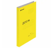Скоросшиватель картонный мелованный BRAUBERG, гарантированная плотность 360 г/м2, желтый, до 200 листов, 121520