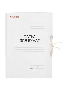 Папка для бумаг с завязками картонная мелованная BRAUBERG, гарантированная плотность 320 г/м2, до 200 листов, 121513