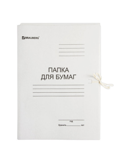 Папка для бумаг с завязками картонная BRAUBERG, 440 г/м2, до 200 листов, 110926