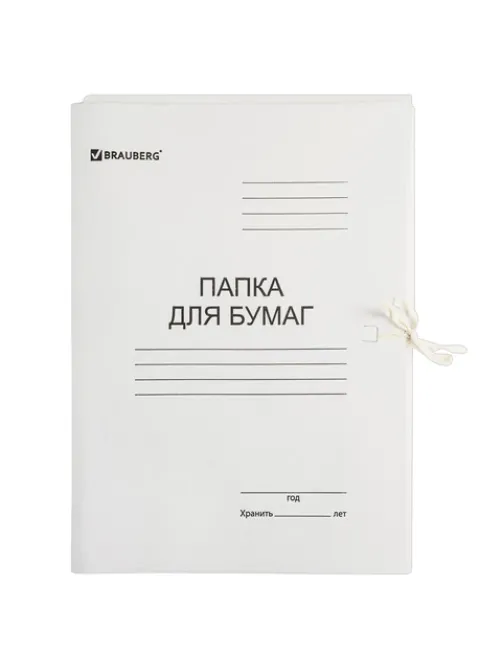 Папка для бумаг с завязками картонная BRAUBERG, гарантированная плотность 300 г/м2, до 200 листов, 124567