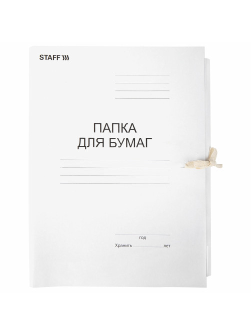 Папка для бумаг с завязками картонная STAFF, гарантированная плотность 220 г/м2, до 200 л., 126525