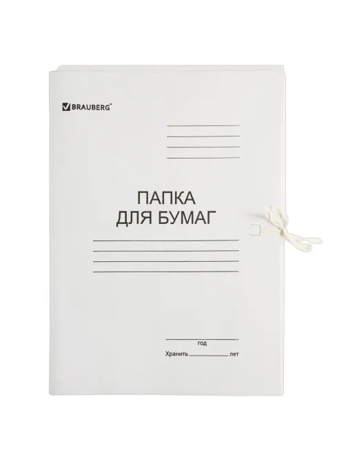 Папка для бумаг с завязками картонная BRAUBERG, гарантированная плотность 300 г/м2, до 200 листов, 124567
