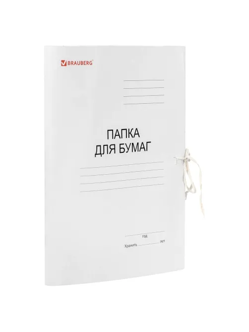 Папка для бумаг с завязками картонная мелованная BRAUBERG, гарантированная плотность 320 г/м2, до 200 листов, 121513