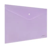 Папка-конверт с кнопкой BRAUBERG Pastel, А4, матовая непрозрачная лиловая, ПРОЧНАЯ, 0,2 мм, 272881