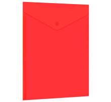 Папка-конверт с кнопкой прозрачная А4 BRAUBERG UNIVERSAL, вертикальная, красная, 0,15 мм, 273077