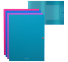 Папка на кнопке пластиковая ERICH KRAUSE Diagonal Vivid, с 3 клапанами, 500 мкм, A4, ассорти, 50408