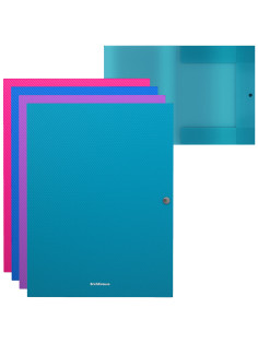 Папка на кнопке пластиковая ERICH KRAUSE Diagonal Vivid, с 3 клапанами, 500 мкм, A4, ассорти, 50408