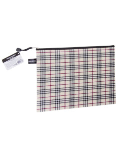 Папка-конверт на молнии А4 (335х243 мм), ткань в клетку, BRAUBERG 