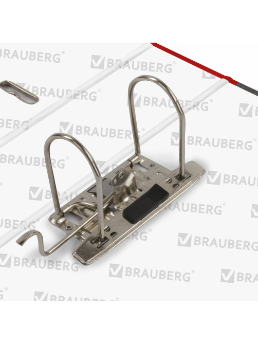 Папка-регистратор BRAUBERG, усиленный корешок, мраморное покрытие, 80 мм, с уголком, красная, 228029