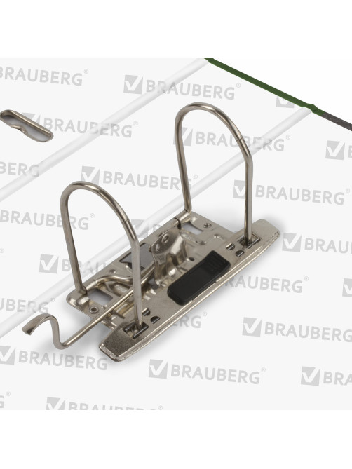 Папка-регистратор BRAUBERG, усиленный корешок, мраморное покрытие, 80 мм, с уголком, зеленая, 228030