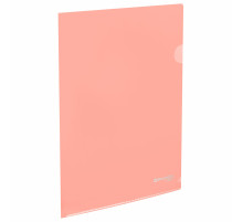 Папка-уголок жесткая, непрозрачная, А4, цвет персиковый, 0,15 мм, BRAUBERG PASTEL, 272891