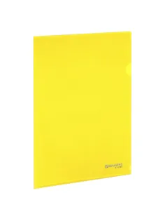Папка-уголок жесткая А4, желтая, 0,15 мм, BRAUBERG EXTRA, 271705