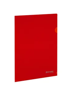 Папка-уголок жесткая А4, красная, 0,15 мм, BRAUBERG EXTRA, 271703
