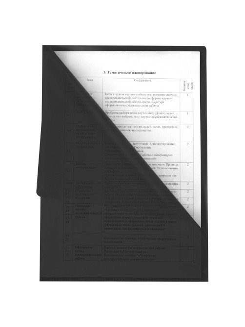 Папка-уголок жесткая прозрачная А4 BRAUBERG UNIVERSAL, черная, 0,15 мм, со штрихкодом, 273051