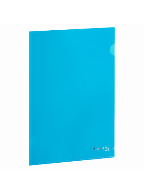 Папка-уголок плотная BRAUBERG SUPER, 0,18 мм, синяя, 270479