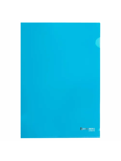 Папка-уголок плотная BRAUBERG SUPER, 0,18 мм, синяя, 270479