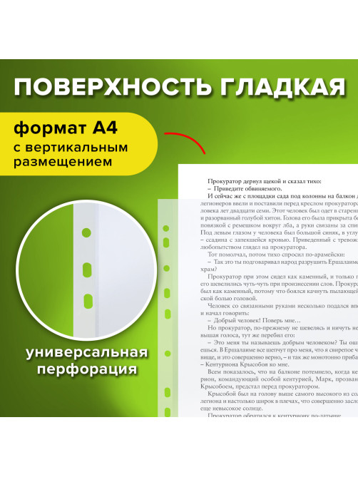 Папки-файлы перфорированные, А4, STAFF 