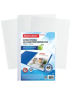 Папки-файлы перфорированные плотные А4 BRAUBERG 