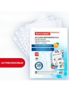 Папки-файлы перфорированные А4 BRAUBERG 