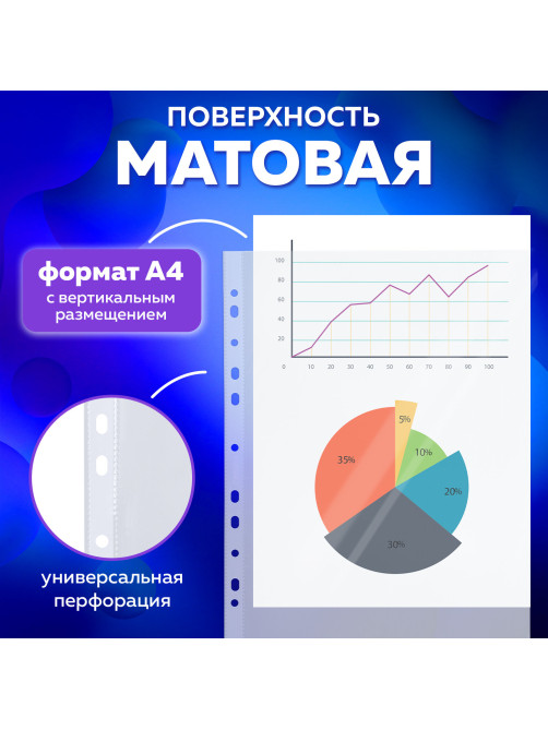 Папки-файлы перфорированные А4 BRAUBERG 