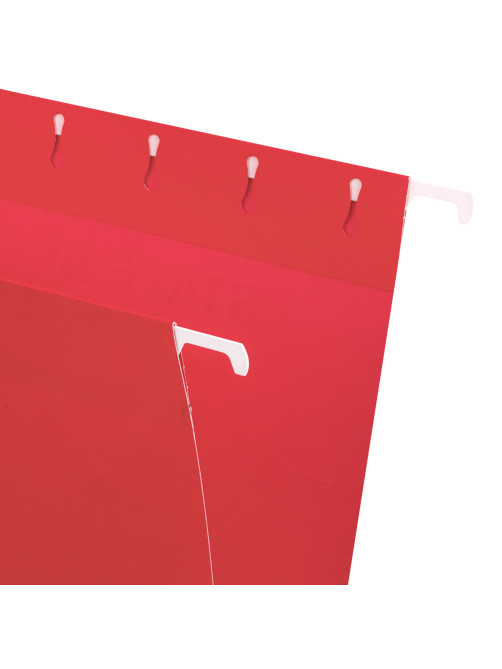 Подвесные папки A4/Foolscap (404х240 мм) до 80 л., КОМПЛЕКТ 10 шт., красные, картон, STAFF, 270936
