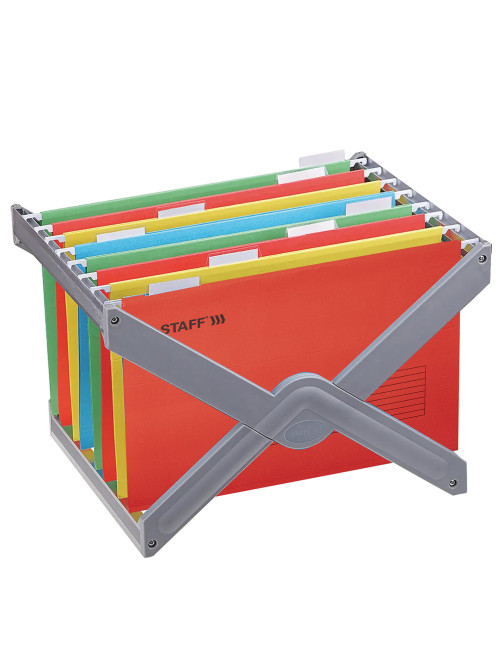 Подвесные папки A4/Foolscap (404х240 мм) до 80 л., КОМПЛЕКТ 10 шт., красные, картон, STAFF, 270936
