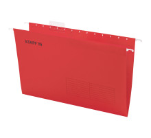 Подвесные папки A4/Foolscap (404х240 мм) до 80 л., КОМПЛЕКТ 10 шт., красные, картон, STAFF, 270936