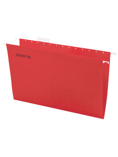 Подвесные папки A4/Foolscap (404х240 мм) до 80 л., КОМПЛЕКТ 10 шт., красные, картон, STAFF, 270936