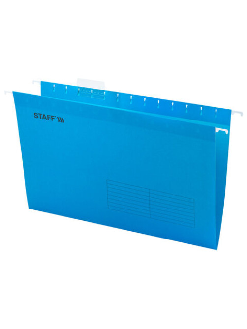 Подвесные папки А4/Foolscap (404х240 мм) до 80 л., КОМПЛЕКТ 10 шт., синие, картон, STAFF, 270933