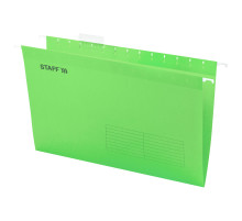 Подвесные папки A4/Foolscap (404х240 мм) до 80 л., КОМПЛЕКТ 10 шт., зеленые, картон, STAFF, 270934