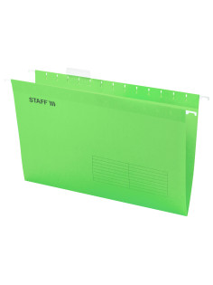 Подвесные папки A4/Foolscap (404х240 мм) до 80 л., КОМПЛЕКТ 10 шт., зеленые, картон, STAFF, 270934