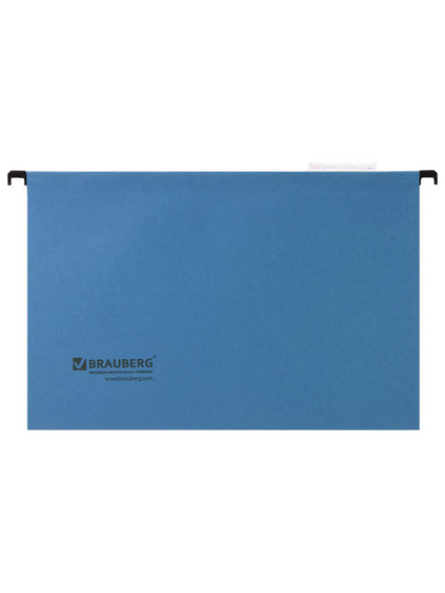 Подвесные папки А4/Foolscap (406х245 мм), до 80 листов, КОМПЛЕКТ 10 шт., синие, картон, BRAUBERG (Италия), 231793