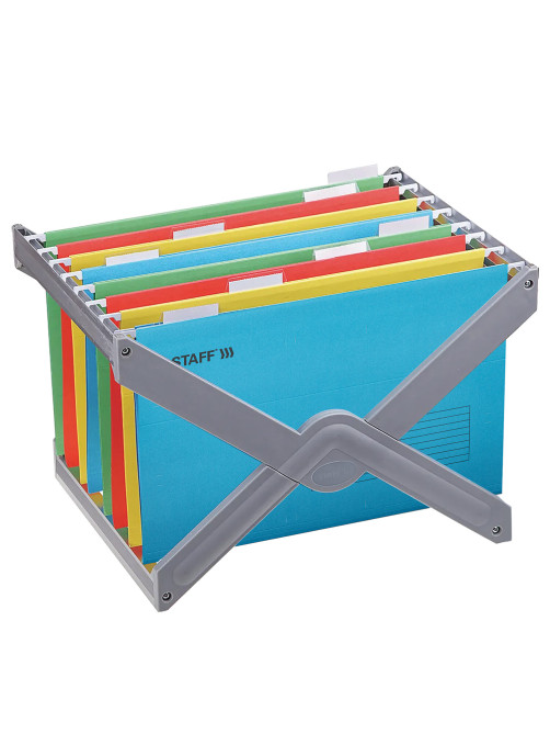 Подвесные папки А4/Foolscap (404х240 мм) до 80 л., КОМПЛЕКТ 10 шт., синие, картон, STAFF, 270933