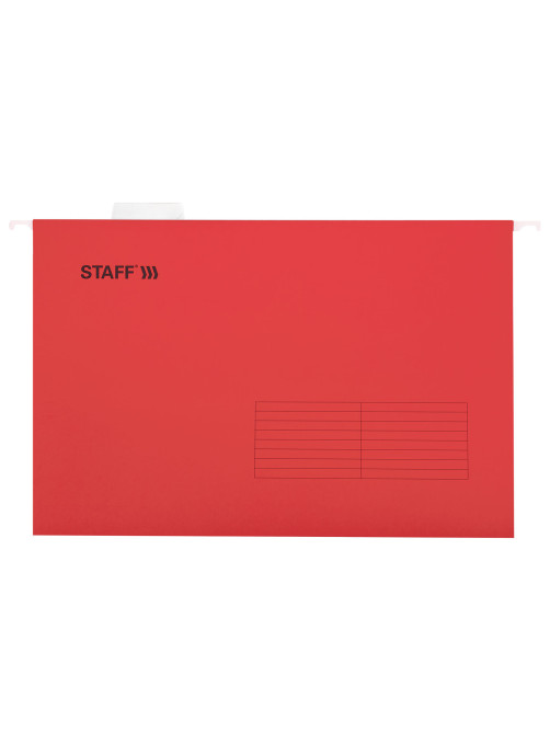 Подвесные папки A4/Foolscap (404х240 мм) до 80 л., КОМПЛЕКТ 10 шт., красные, картон, STAFF, 270936