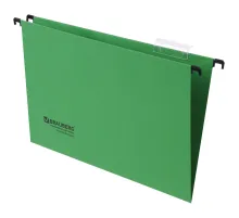 Подвесные папки А4/Foolscap (406х245 мм), до 80 листов, КОМПЛЕКТ 10 шт., зеленые, картон, BRAUBERG (Италия), 231795