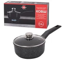 Ковш 1,6 л с крышкой и ручкой, пятислойное антипригарное покрытие, ГАРДАРИКА 