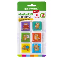 Магниты квадратные стеклянные 35 мм для досок магнитно-маркерных, НАБОР 6 шт., 